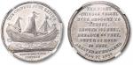 1848年中国帆船远洋英国纪念章一枚，小型，镍质，NGC AU55
