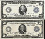 Lot of (2) Fr. 968 & 976. 1914 $20 Federal Reserve Notes. New York & Cleveland. Very Fine.