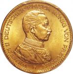 Germany. 1913. Gold. PCGS MS64. UNC. 20Mark. Prussia Wilhelm II Gold 20 Mark