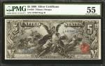 Fr. 268. 1896 $5 Silver Certificate. PMG About Uncirculated 55.