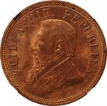 SOUTH AFRICA. Penny, 1898. Pretoria Mint. NGC MS-64 Red Brown.