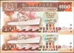 1985年新加坡货币发行局一百圆。About Uncirculated.