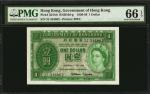 1956-59年香港政府壹圆。(t) HONG KONG. Government of Hong Kong. 1 Dollar, 1956-59. P-324Ab. PMG Gem Uncircula