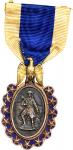 1883 Sons of the Revolution Badge. Musante GW-1007, var., Baker-CA678. Gold, Silver and Gilt Brass. 