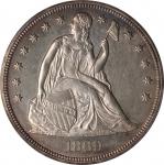 1869 Liberty Seated Silver Dollar. OC-2. Top 30 Variety. Rarity-2. Misplaced Date, Repunched Date, D