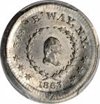 1863 Monks Metal Signs Not One Cent - B.Way Obverse Store Card. White Metal. 19 mm. Musante GW-632, 