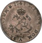 1745/4-A Sou Marque. Paris Mint. Vlack-24b. Rarity-8. First Semester. EF-45 (PCGS).