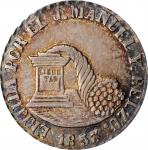 BOLIVIA. Medallic 2 Soles, 1853. La Paz Mint. PCGS AU-53 Gold Shield.