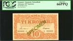 DENMARK. Danmarks Nationalbank. 10 Kroner, 1937. P-31ds. Specimen. PCGS Gem New 66 PPQ.
