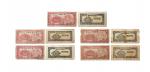民国三十三年华中银行红色锯木图十元纸钞  大字六位号双排冠一组5张R205216、S800108、E818857、Q792866、G298900 