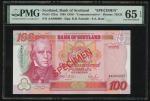 1995年苏格兰银行100镑样票，编号AA000000，PMG 65EPQ
