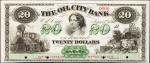 Oil City, Pennsylvania. Oil City Bank. September 15, 1864. $20. Choice Uncirculated. Specimen.