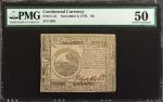CC-51. Continental Currency. November 2, 1776. $6. PMG About Uncirculated 50.
