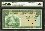 MARTINIQUE. Banque de la Martinique. 100 Francs, ND. P-19s. Specimen. PMG Choice About Uncirculated 