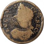 1787 Connecticut Copper. Miller 16.6-NN.2, W-3035. Rarity-5+. Draped Bust Left—Double Struck—VG-8 (P
