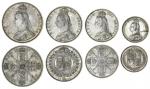 Victoria (1837-1901), Double-Florin; Florin; Shilling, 1887 (3); additionally, Halfcrown, 1889 (S.39