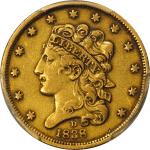 1838-D Classic Head Half Eagle. HM-1, Winter 1-A, the only known dies. Rarity-3. EF-40 (PCGS). CAC.