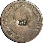 GW Counterstamp on a 1782 Mexico City Real. Musante GW-Unlisted, Baker-1036. Silver. Plain edge. Fin