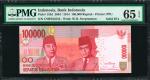 2004/2014年印度尼西亚银行100,000 印尼盾。序列号全5。INDONESIA. Bank Indonesia. 100,000 Rupiah, 2004 / 2014. P-153d. S