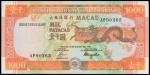 MACAO. Banco Nacional Ultramarino. $100, 8.7.1991. P-70a.