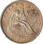 1863-S Liberty Seated Half Dollar. WB-2. Rarity-3. Small, Unbroken S. MS-61 (NGC).