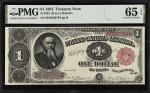 Fr. 352. 1891 $1  Treasury Note. PMG Gem Uncirculated 65 EPQ.