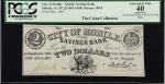 Mobile, Alabama. Mobile Savings Bank. W-225-002-G050. 1862 $2. PCGS Currency Extremely Fine 40 Appar