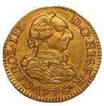 SPAIN, Madrid, gold bust 1/2 escudo, Charles III, 1776 PJ.