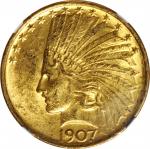 1907 Indian Eagle. No Periods. MS-62 (NGC).