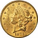 1873 Liberty Head Double Eagle. Open 3. MS-62+ (PCGS). CAC.