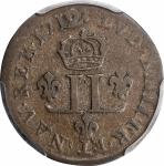 1712/11-AA French Colonies 15 Deniers, or Demi-Mousquetaire. Metz Mint. Vlack-13a. Rarity-7. EF-40 (