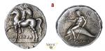 CALABRIA - Tarentum - (272-240 a.C.)  Statere (o Nomos) Ariston magistrato  D/ Cavaliere con scudo  