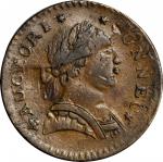 1788 Connecticut Copper. Miller 3-B.2, W-4415. Rarity-6. Mailed Bust Right. Overstruck on Nova Const