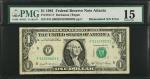 Fr. 1911-F. 1981 $1 Federal Reserve Note. Atlanta. PMG Choice Fine 15. Mismatched Serial Number Erro