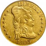 1803/2 Capped Bust Right Half Eagle. BD-1. Rarity-4. Imperfect T, 3 Free Of Bust. AU-50 (PCGS). OGH.