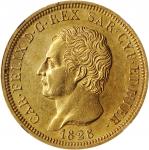 1828-L年意大利80里拉。都灵造币厂。 ITALY. Sardinia. 80 Lire, 1828-L. Turin Mint; mm: eagle. Carlo Felice. NGC AU-