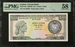 CYPRUS. Central Bank of Cyprus. 10 Pounds, 1989-90. P-55a. PMG Choice About Uncirculated 58.