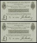 1914年大英帝国壹镑两枚连号，EF