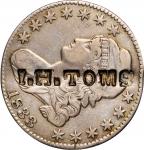 I.H. TOMS on an 1833 Capped Bust half dollar. Brunk-Unlisted, Rulau-Unlisted. Host coin About Uncirc