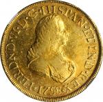 COLOMBIA. 8 Escudos, 1758-PN J. Popayán Mint. Ferdinand VI. NGC AU Details--Cleaned.