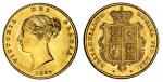 Great Britain. Victoria (1837-1901). Half Sovereign, 1856. Young head left, rev. crowned shield. S.3