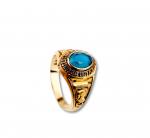 美国10K金2003年罗马武士像浅蓝毕业纪念戒指一枚，重：6g，保存完好