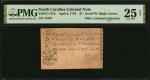 NC-157d. North Carolina. April 2, 1776. $1. PMG Very Fine 25 Net. Repaired, Pieces Added.