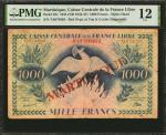 MARTINIQUE. Caisse Centrale de la France de la France Libre. 1000 Francs, 1941 (ND 1944-47). P-22c. 