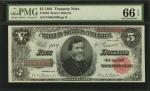 Fr. 364. 1891 $5 Treasury Note. PMG Gem Uncirculated 66 EPQ.