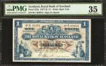 1937-42年苏格兰皇家银行1镑。PMG Choice Very Fine 35.