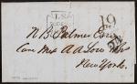 1850年上海寄美国纽约轮船史前折叠信
