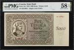 CROATIA. State Bank. 5000 Kuna, 1943. P-14a. PMG Choice About Uncirculated 58 EPQ.