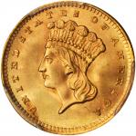 1856 Gold Dollar. Slant 5. MS-66 (PCGS).