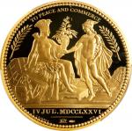 Two-Piece Set of "1776" (2013) United States Diplomatic Medals. Modern Paris Mint Dies. Gold. Proof-